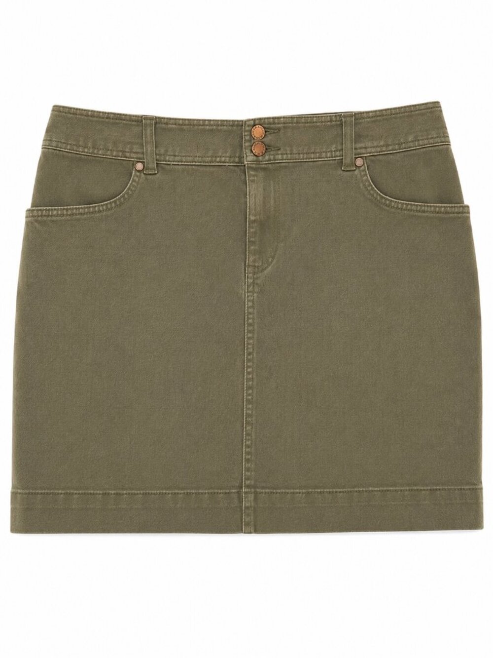 Y2K Olive Green Denim Mini Skirt Chaps Utility Gorpcore 14P